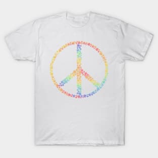 Floral Peace sign - rainbow tie-dye T-Shirt